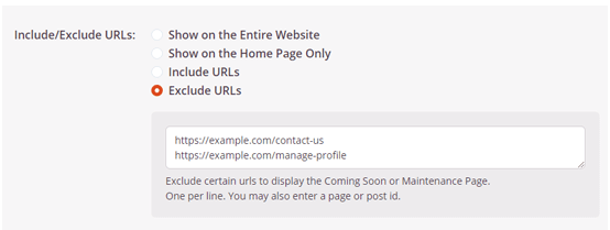 Reject URLs from support pageReject URLs from support page
