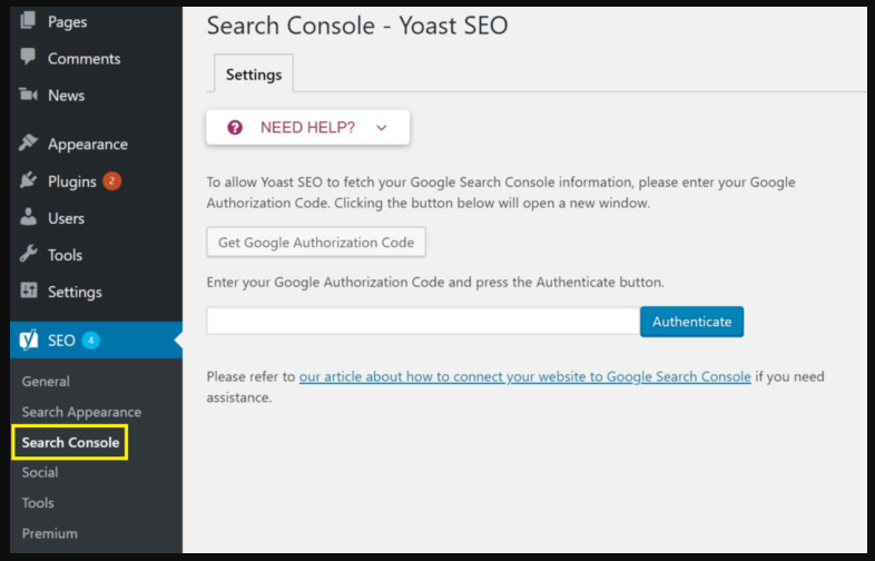 The Search Console includes Yoast.