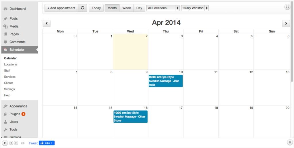 Front-end visitor viewing calendar availably via BirchPress Scheduler